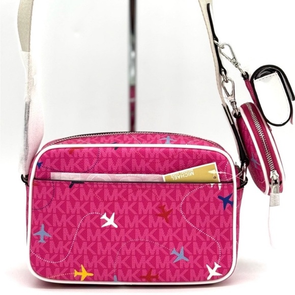 Michael Kors Jet Set Signature Logo Crossbody Bag w Case for Apple AirPods Pro - Picture 6 of 12